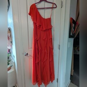 INC International Concepts One-Shoulder Orange Dress